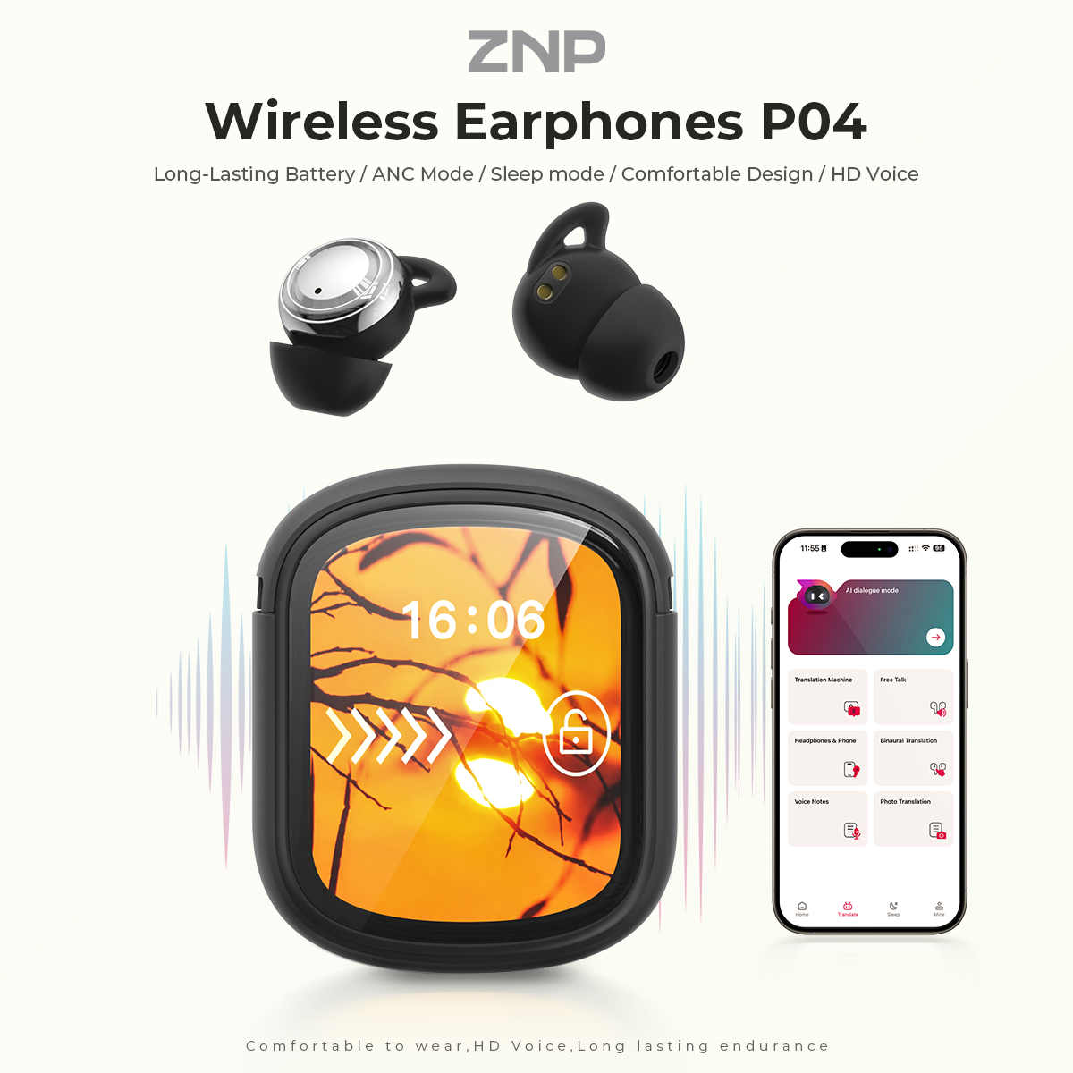 ZNP P04 수면 보조 이어버드 액티브 노이즈 캔슬링 - Earbuds Charging Case 리뷰 및 가격